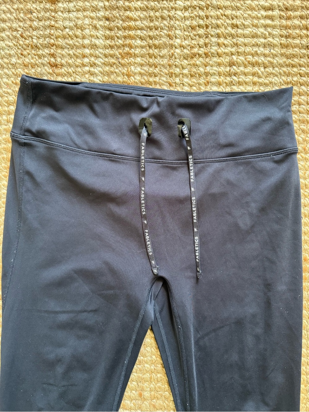 Fabletics High Rise 7/8 Leggings Black Mesh Reflective Trim Large